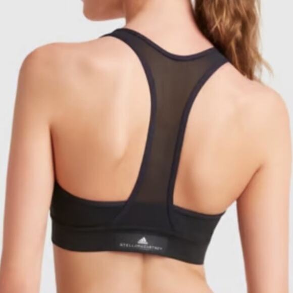 adidas by Stella McCartney Essentials Mesh-Back Sports Bra in Black - Picture 4 of 6